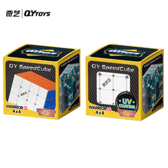 Qiyi คิวบ์ 4x4x4 Warrior M คิวบ์ความเร็วแม่เหล็ก ราคาถูก 4x4 ลูกบาศก์มายากล เคลือบ UV คิวบ์ ปริศนา ของเล่น