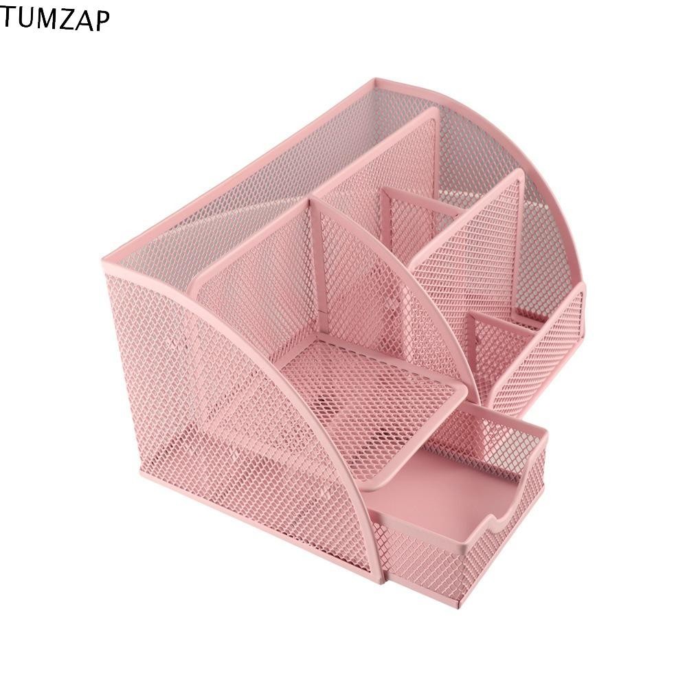 TUMZAP ที่ใส่ปากกาหลายตาราง,ออแกไนเซอร์ตั้งโต๊ะอเนกประสงค์สร้างสรรค์,ที่ใส่ของตาข่ายโลหะหนา6ช่องสก์ท็อปสํานักงานออแกไนเซอร์อุปกรณ์เครื่