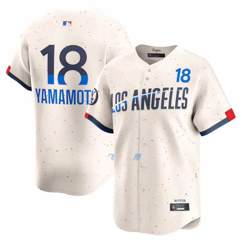ผู้ชาย Los Angeles Dodgers Los Angeles Dodgers ผู้ชาย 18 Yamamoto ปักเสื้อสเวตเตอร์ถักชุดเบสบอล Jers