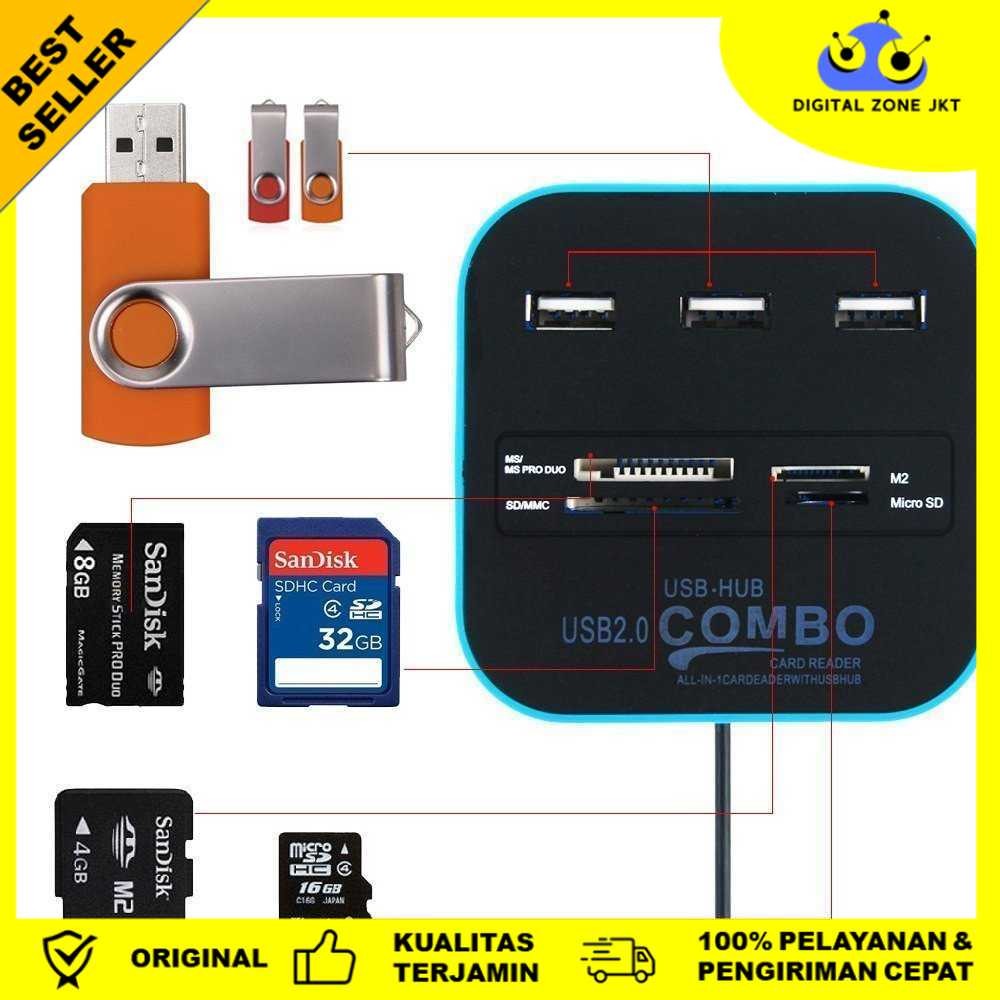 Card Reader 7in1 USB 2.0 USB Hub MicroSD MS M2 MMC - CK07