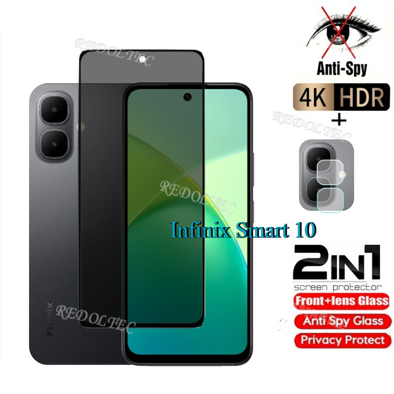 Infinix Smart 10 กระจกนิรภัยส่วนตัว Anti-Spy Full Cover ปกป้องหน้าจอ Anti Peek 2in1 Privacns Protector Infinix Smart10