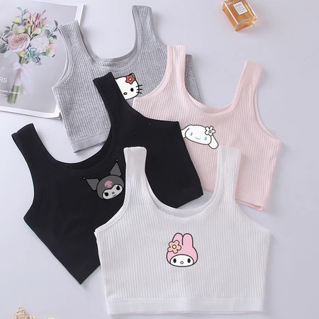 {บรรจุ 5 ชิ้น} กางเกงในและเสื้อกั๊กสองชั้นสำหรับเด็กผู้หญิงนักเรียนชั้นประถม ทำจากผ้าฝ้าย