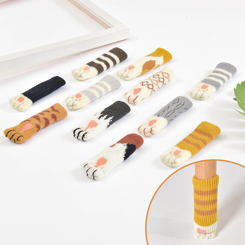 4ชิ้นเส้นผ่าศูนย์กลาง16-50มิลลิเมตรถักขนสัตว์เก้าอี้ขาครอบคลุม,มือจับประตูครอบคลุม,ป้องกันลื่นสวมทนซิลิโคนแมวเก้าอี้ขาครอบคลุม,หนาเก้าอี้ขาแผ่น