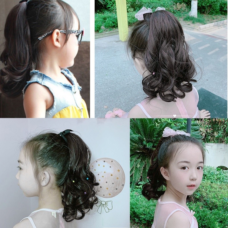 แฮร์พีซสำหรับเด็ก ขนาด 25cm ผมหยิกแบบหางม้า พร้อมสายรัด รูปที่ 2