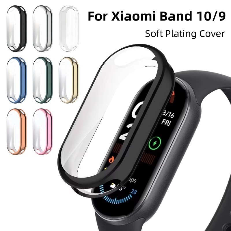 กรณีTPUสําหรับXiaomi Mi Band 10 9 8 NFCคลุมทั้งหมดป้องกันหน้าจอชุบสําหรับMi Band 10 9 Smartwatchกันช