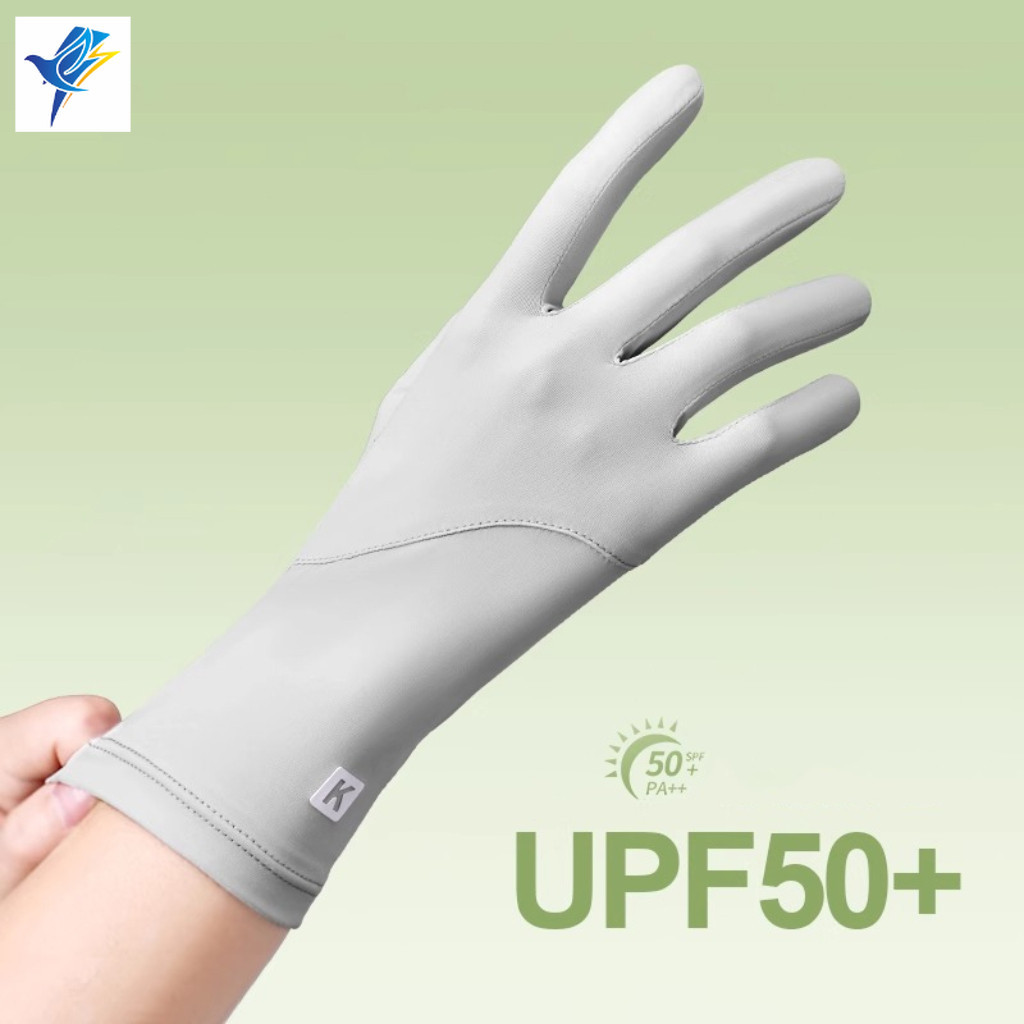 ถุงมือไหมน้ำแข็ง ถุงมือป้องกันแสงแดด UPF50+ เหมาะสำหรับการปั่นจักรยานกลางแจ้ง เหมาะสำหรับผู้ชายและผู้หญิง