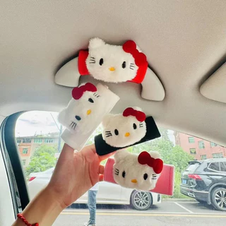 ฝาครอบมือจับหลังคารถ Sanrio Hello Kitty - ตัวป้องกันที่เท้าแขนเบาะนุ่มสากลอุปกรณ์ตกแต่งภายในรถการ์ตูน Kawaii สําหรับเด็กผู้หญิงไอเดียของขวัญน่ารัก