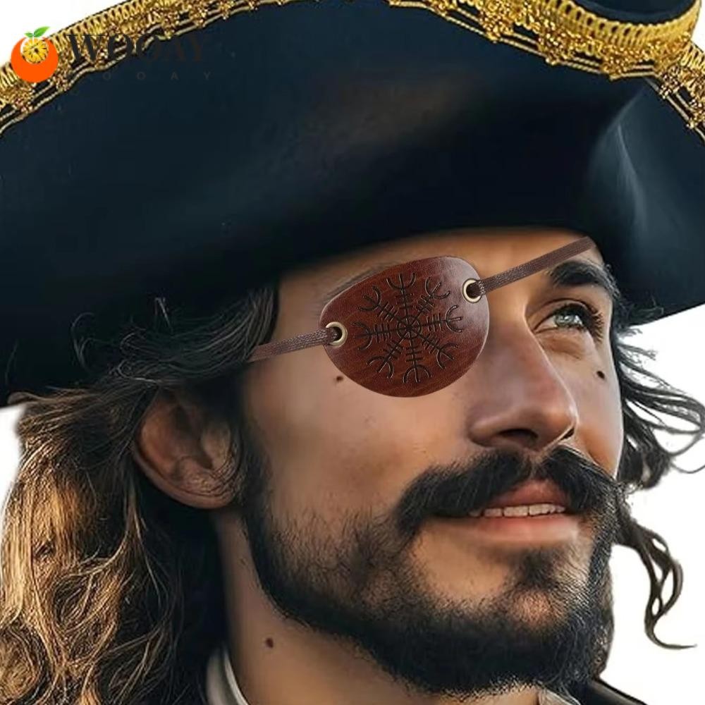 WEDGW Pirate Eye , Retro Flat Profile Eyepatch, Hand Made Leather Halloween Costume Accessories