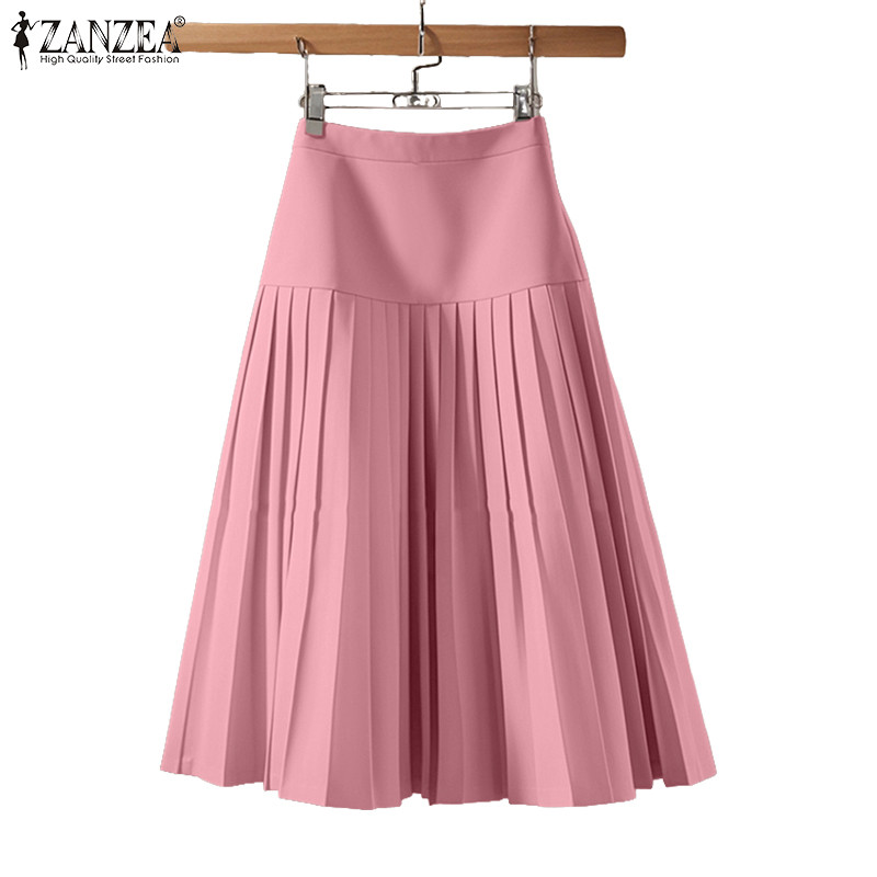 กระโปรง midi สไตล์เกาหลีสำหรับผู้หญิง จาก ZANZEA ดีไซน์เรียบร้อย กางเกงเอวสูง