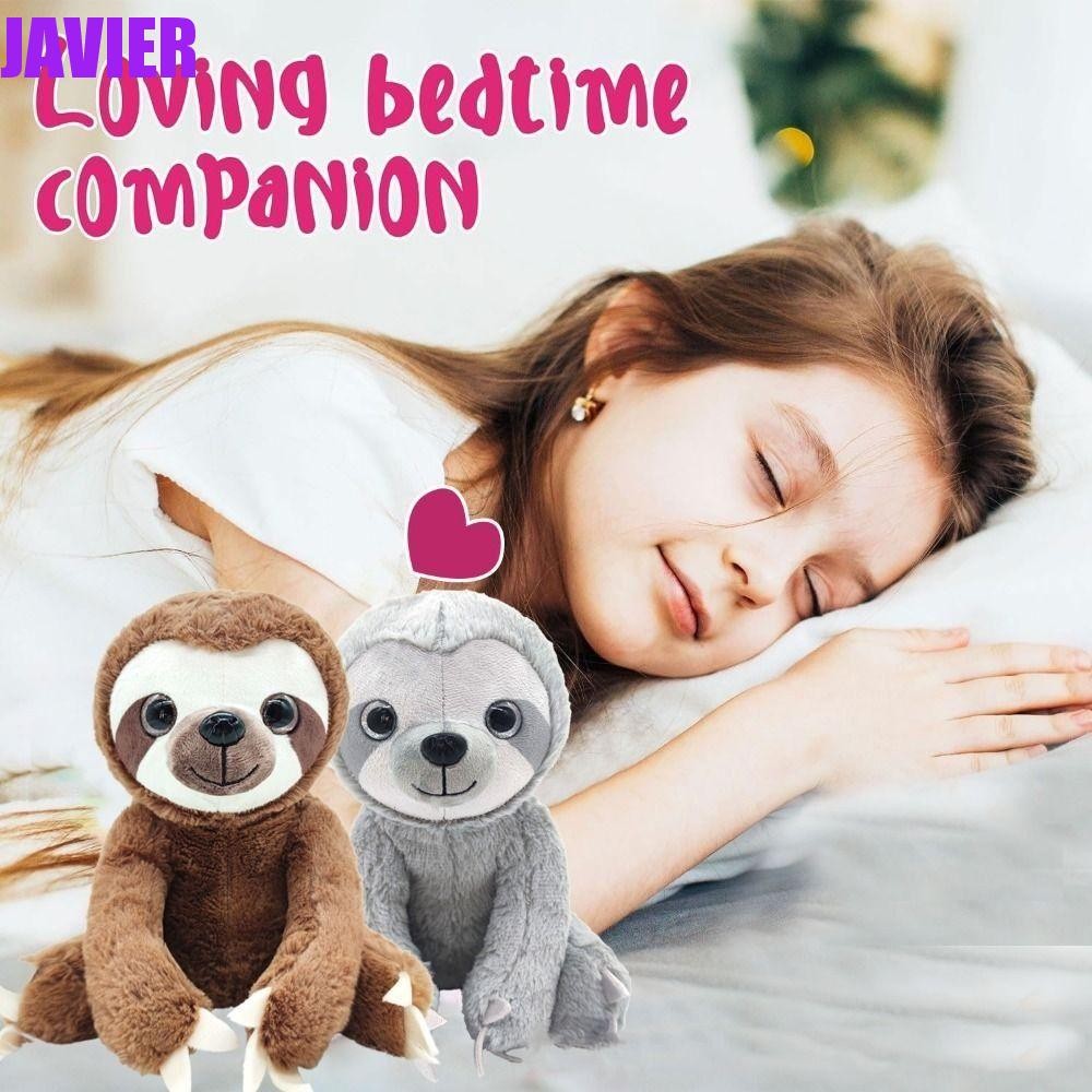 JAVIER Sloth ของเล่นตุ๊กตา,ตุ๊กตาสัตว์ Big Eyes ตุ๊กตา Sloth, สําหรับ Cuddly สีน้ําตาลสีเทา 25 ซม.จํ