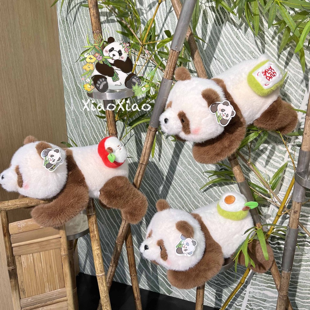 เฉิงตูการ์ตูนใหม่ Qizai Panda Avocado Fortune Apple Vibrating Lying ตุ๊กตาตุ๊กตาหมอนที่ระลึกท่องเที่