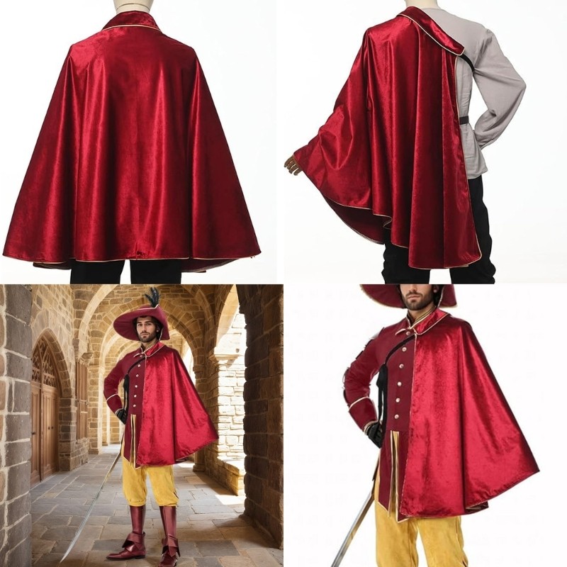 OMG Sterevunk Medieval Shawl Half Shoulder Cape Samurais Cloak LARP Warriour Cape
