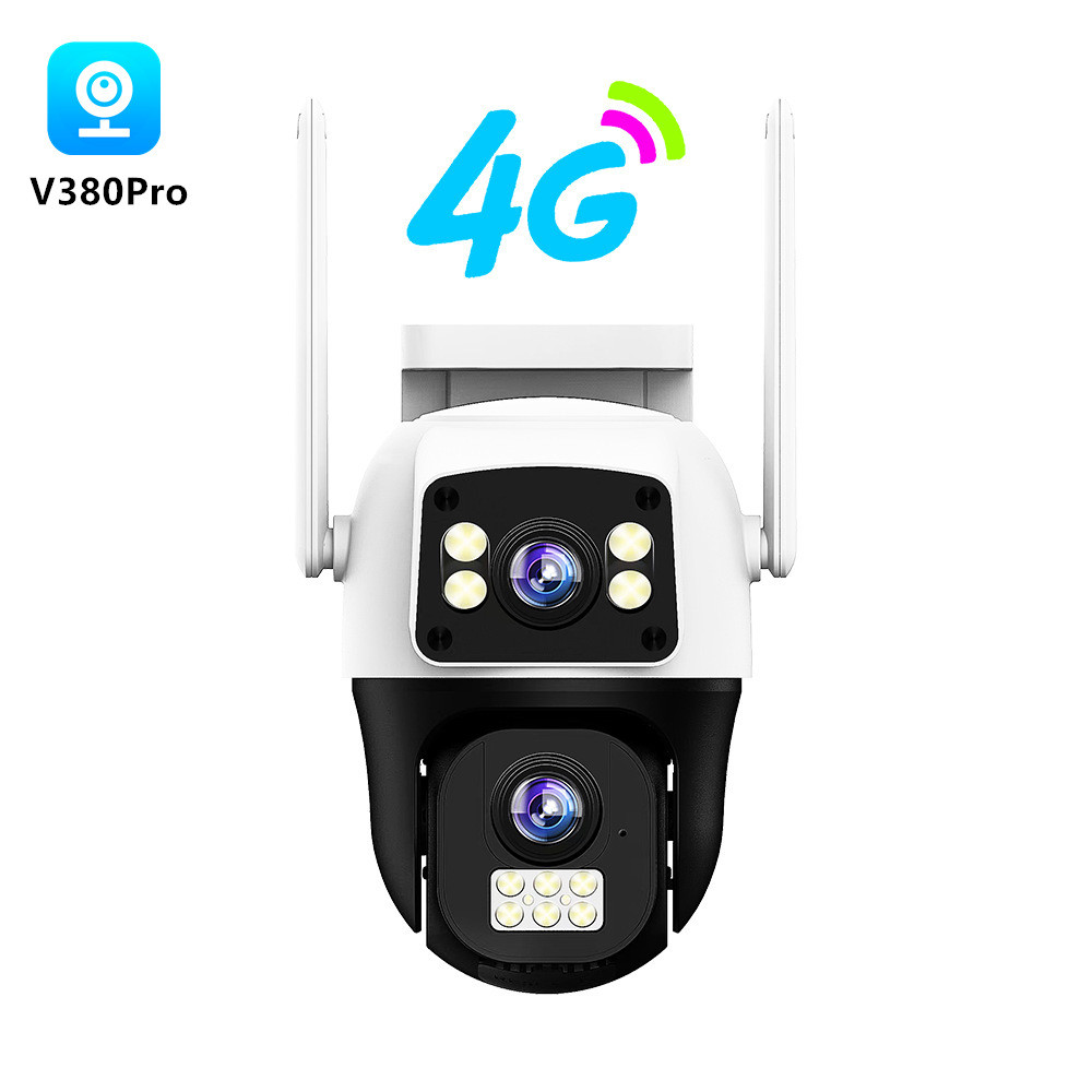 4G双镜头双画面监控器无线WiFi摄像机手机远程360度高清V380pro