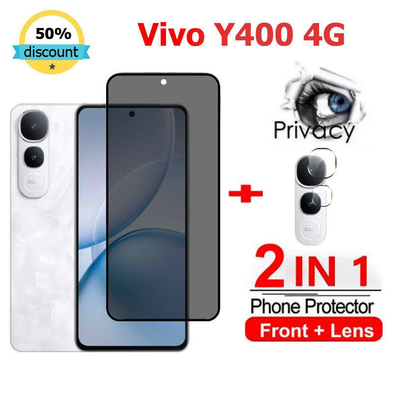 2 in 1 ฟิล์ม Vivo Y400 4G ความเป็นส่วนตัวกระจกนิรภัยสําหรับ Vivo X200 X100 FE Y400 Y100 V30e V50 V40