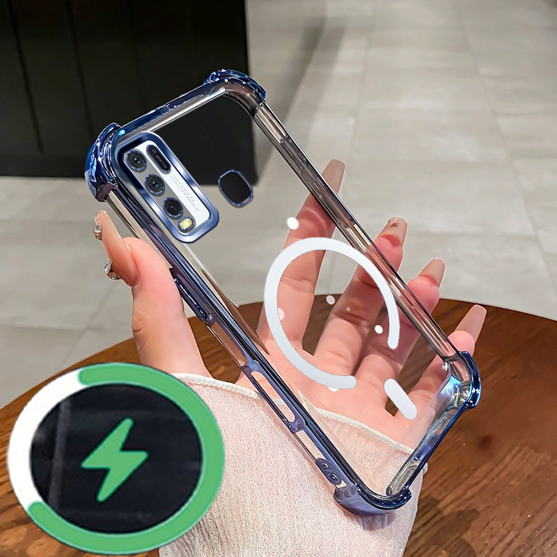 เคสสําหรับ Vivo Y50 4G Y30 เคสโทรศัพท์ 2025 ใหม่ C-type แผ่นดูดแม่เหล็กกันกระแทกเคสนิ่ม SZ32