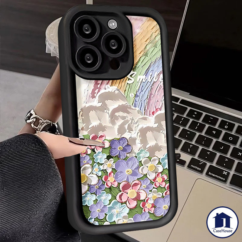 ภาพวาดสีน้ำมันดอกไม้สีรุ้งเคสนุ่มเข้ากันได้สำหรับ Redmi 12 10 9A 13C 12C 10A 9 A1 9T 9C 10C Note 13 11 12 10 8 9 Pro