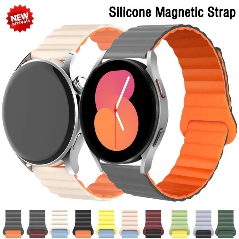 20 มม.22 มม.ซิลิโคนแม่เหล็กสําหรับ Samsung Galaxy watch 7 6 5 pro 4 Classic active 2 link band สร้อยข้อมือ huawei GT 2-2e 3-4 Sport strap