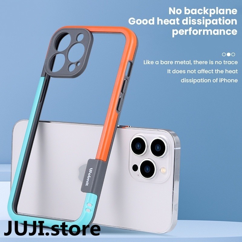 Juji ยางซิลิโคนกันชนกรอบสําหรับ iPhone 14 13 12 11 Pro Max TPU + PC การกระจายความร้อนฝาครอบป้องกัน