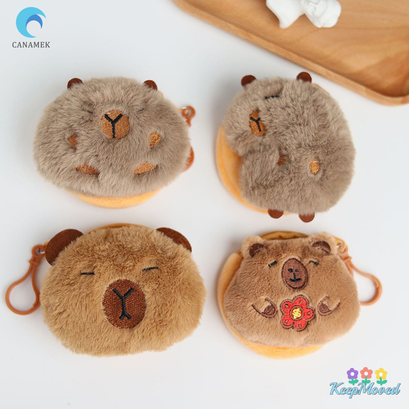 Keepmoving Creative Capybara Kawaii อะนิเมะตุ๊กตากระเป๋าเหรียญน่ารักการ์ตูนรอบกระเป๋าจี้ตลกมินิแฟชั่นหูฟังกระเป๋าเก็บใหม่