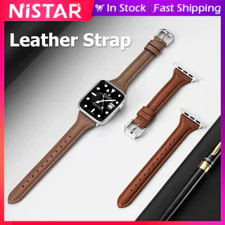 Nistart หนังระบายอากาศ smart Watch สําหรับ Apple Watch 49/44/40/42 มม.41 มม.45 มม.38 มม.,ใหม่ slim หนังผู้หญิงสร้อยข้อมือเหมาะสําหรับ iWatch Ultra2 ultra 9 8 7 6 5 SE 4 3 2 1