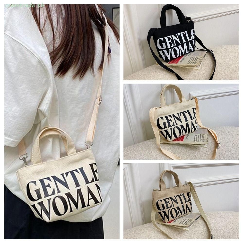 กระเป๋าผ้าใบ CROSSTRADE Gentlewoman, Thai Mini Letter Crossbody Bag, Casual Small Handbag Tote Bag O