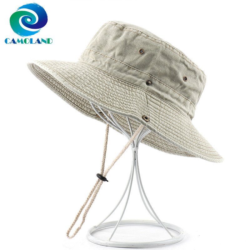 CAMOLAND 100% Cotton Boonie Hat Women Men Summer UPF 50+ Sun Hats Men Bob Panama Caps Fishing Hats F