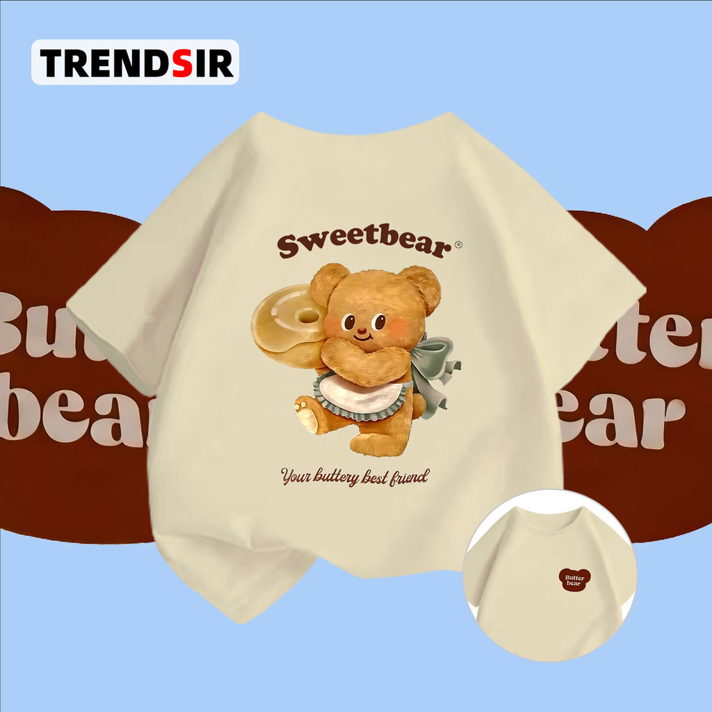 TrendSir พร้อมส่ง เสื้อโอเวอร์ไซส์ เสื้อยืดนิ่ม Butterbear ใส่สบาย 100% Cotton 6สี 100-140