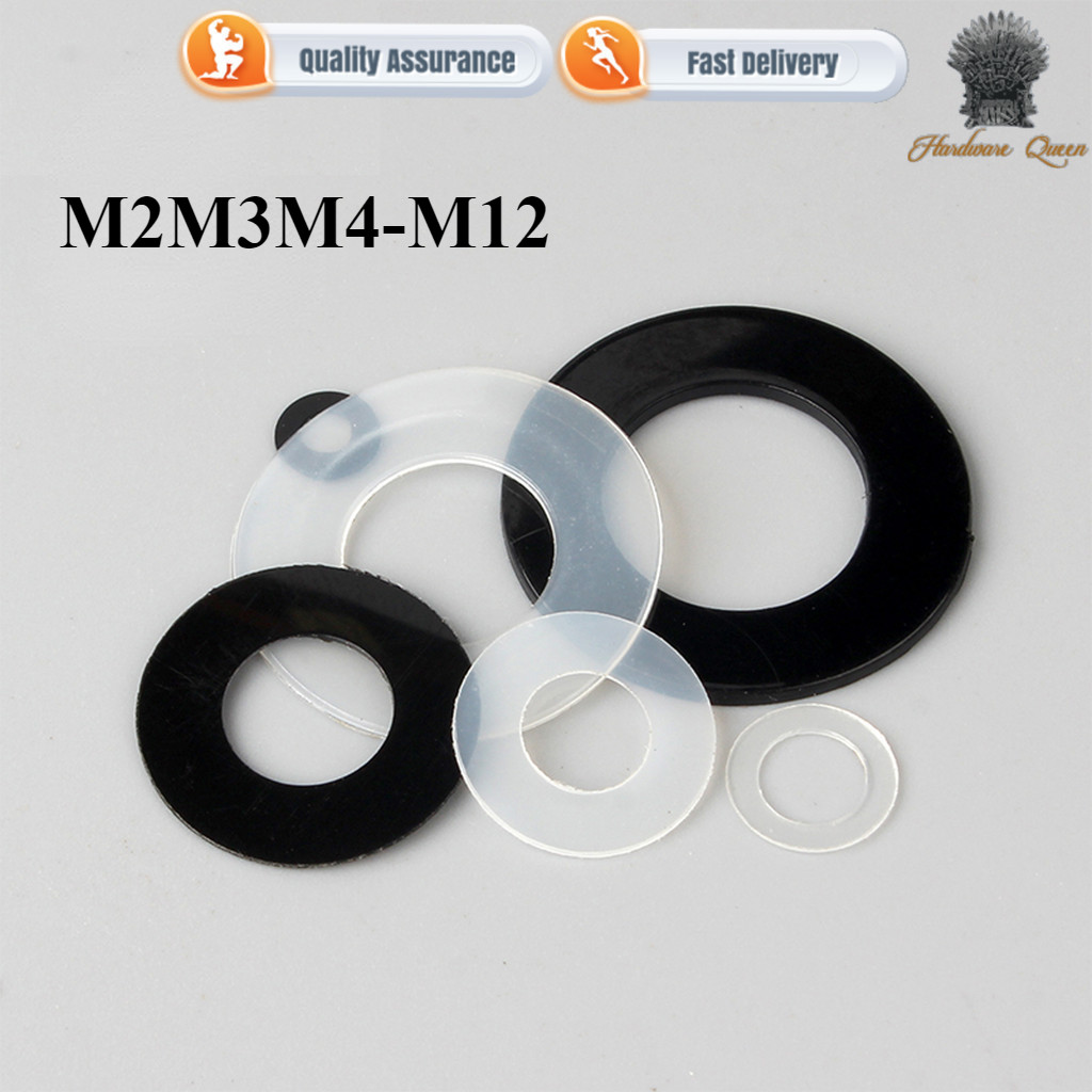 [9QM3] ปะเก็นไนลอนสีดําฉนวนกันความร้อนพลาสติกปะเก็นแบน M2M3M4-M12 วัสดุ PE รอบปะเก็นยางสกรูพลาสติกหนา