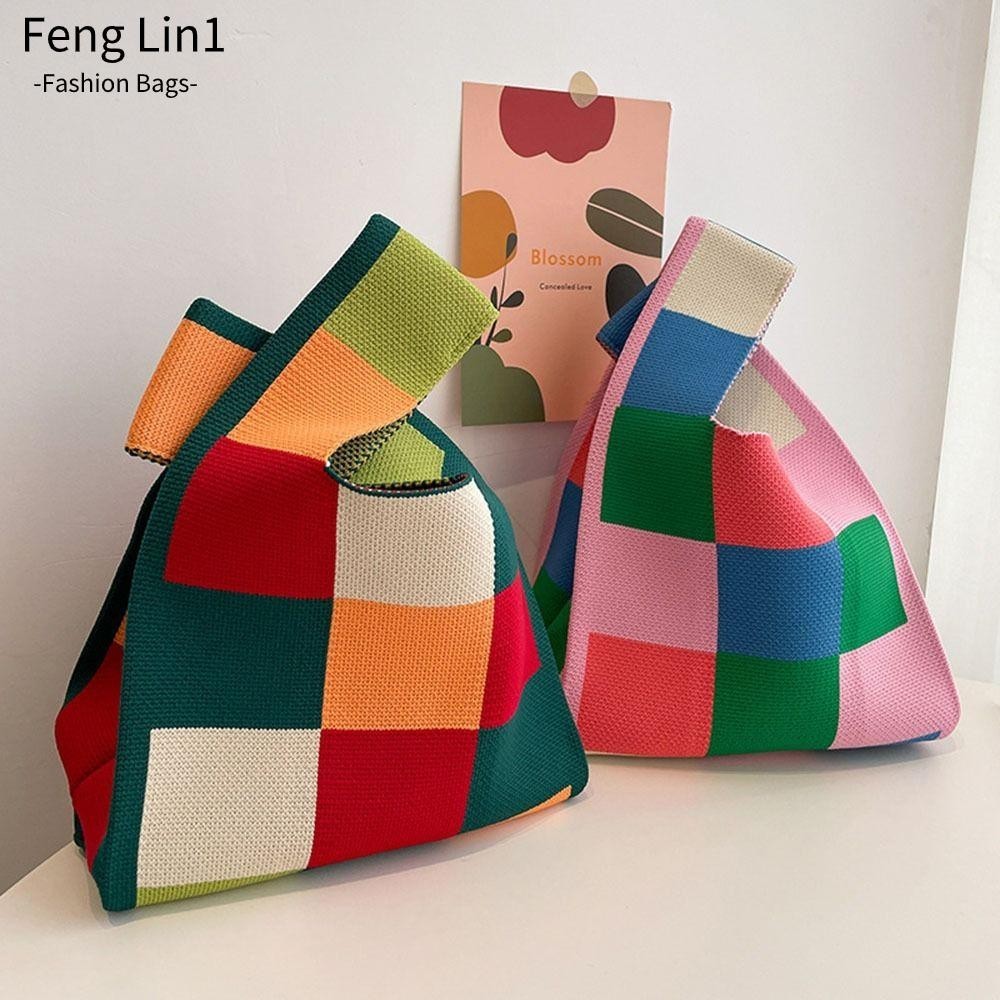 Fengling Tote Bag Mini Reusable Shoulder Bag Casual Color Women Girls Knot Wrist Bag