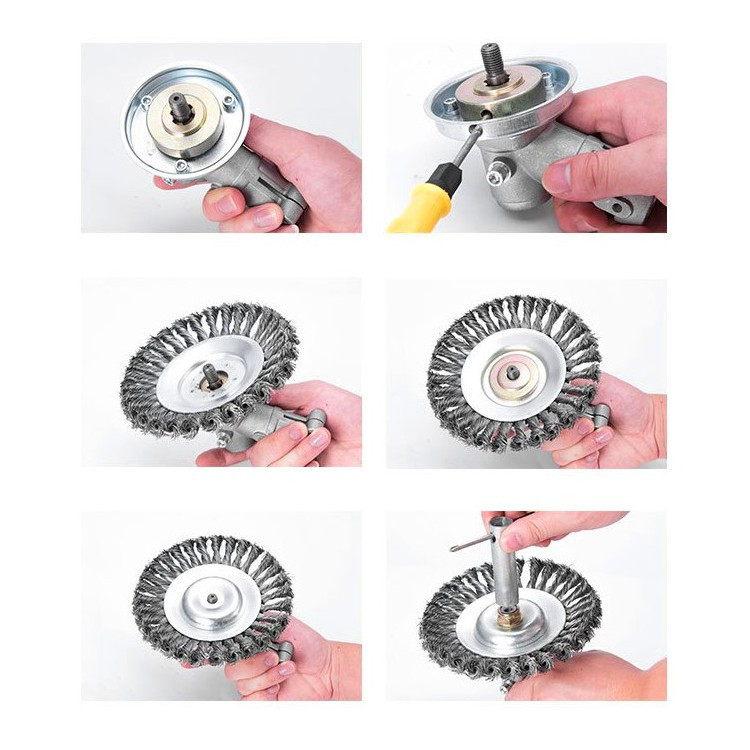 หัวขัดพื้น แปรงลวดถ้วยตัดหญ้า ขนาด 6นิ้ว ,8 นิ้ว หัวแปรงลวด แปรงขัดพื้น ใบขัดพื้นหญ้า สำหรับใส่เครื่องตัดหญ้า - รูปที่ 6