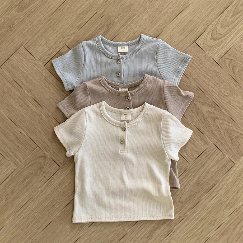 3-6 ปีเด็กชายเสื้อยืดฤดูร้อนเด็กแขนสั้นยืดหยุ่นด้านบนธรรมดา ยู นิสซ์ เสื้อยืดเด็ก