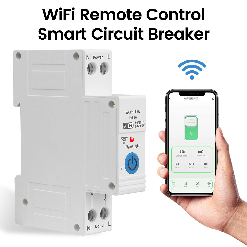 Ac220v 63A WCB1-T-63 Tuya WiFi รีโมทคอนโทรลสมาร์ท Circuit Breaker On-Off Timer Switch Circuit Breaker Protector