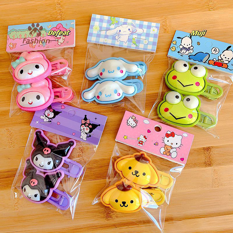 [แฟชั่น] 2 ชิ้น Kawaii Kuromi My Melody Cinnamoroll กิ๊บติดผมน่ารักการ์ตูนกบ Hairpin Headwear สําหรับสาวอุปกรณ์เสริมผม {TH}