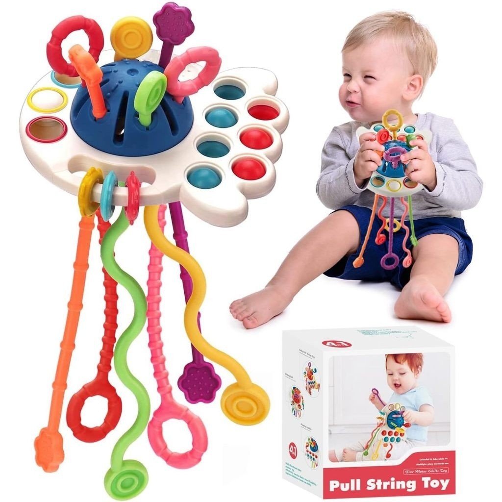 Montessori ของเล่นเด็กซิลิโคนดึง String ของเล่นเด็ก Sensory ของเล่นการศึกษา Sensory ของเล่นเด็ก