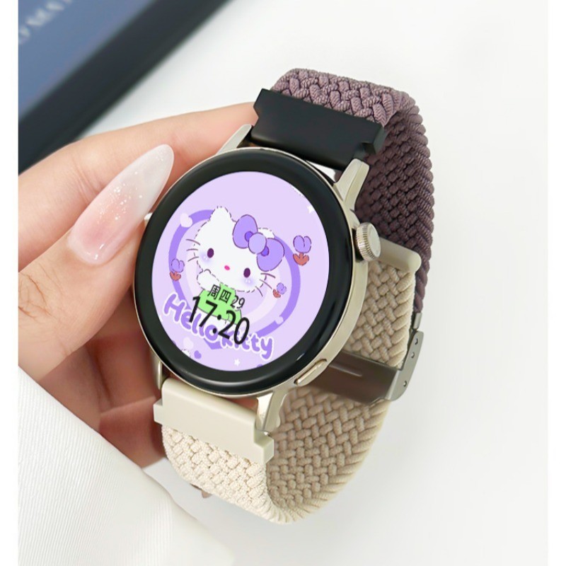 20 มม.22 มม.น่ารักแกะสลักแมวสําหรับ Samsung Galaxy นาฬิกา 7 5 4 6 pro คลาสสิก 45 มม.44 มม.40 มม. Braided Solo Loop สร้อยข้อมือ correa HUAWEI นาฬิกา GT 2e-3 band - รูปที่ 4