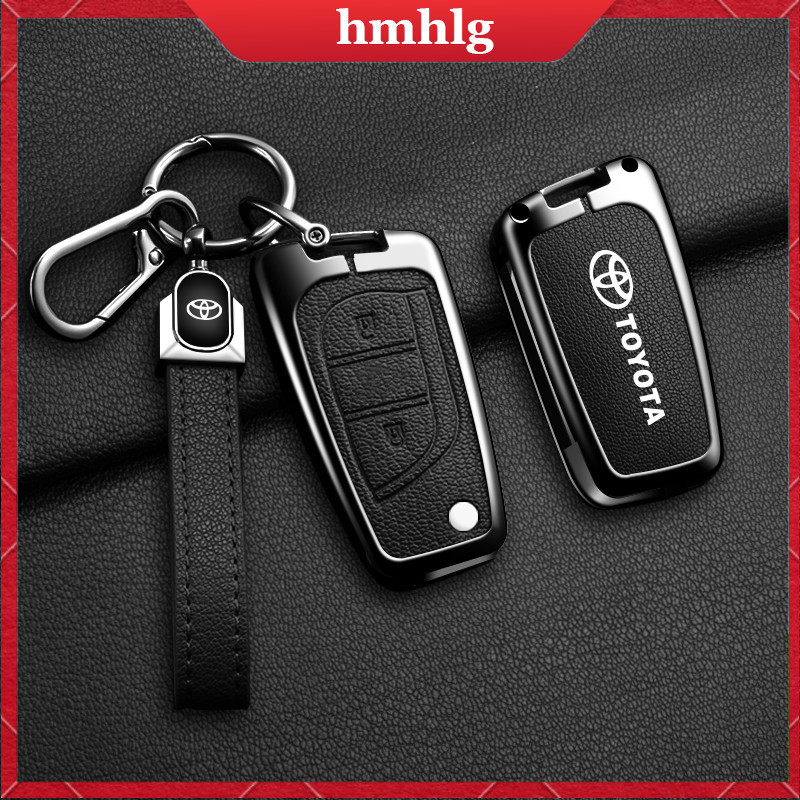 Toyota 2/3 ปุ ่ ม Zinc Alloy Leather key Cover Holder พวงกุญแจสําหรับ Toyota REVO/Altsi 2014- 2019/Yaris 2014/Vios Remote key case
