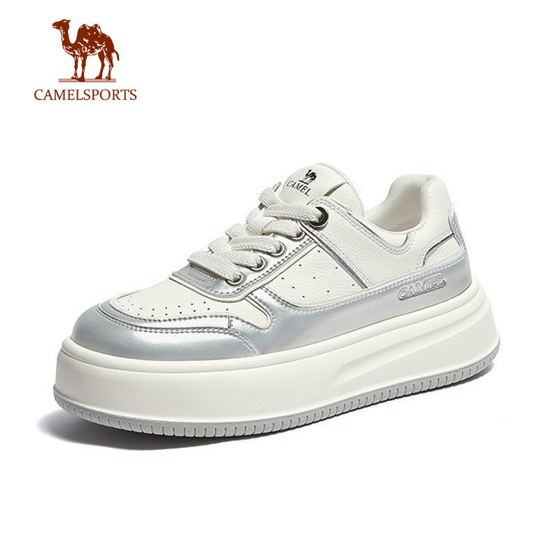 CAMEL SPORTS หนาSoled ความสูง-Enhancing รองเท้าสีขาวสําหรับผู้หญิงกีฬาลําลอง All-Match ขนมปัง