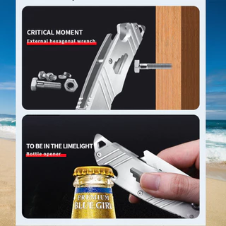 folding knife 5IN1 มีดพับสแตนเลส เครื่องตัดกล่อง Ftions Snap Off เม็ดเหล็กรายงานขวดในขวด มีดพับ folding art knife