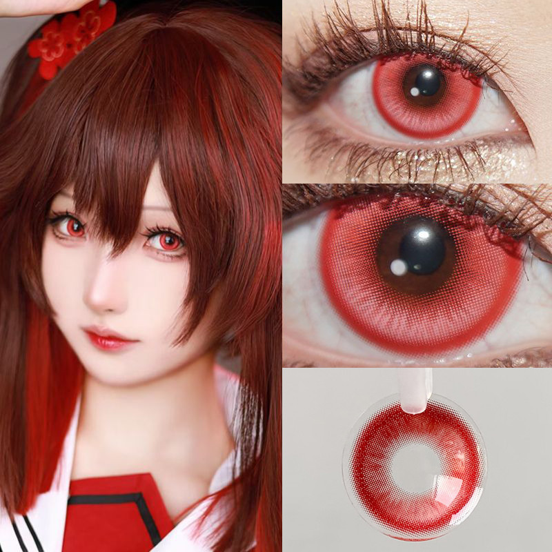 เกรด 1 คู่คอสเพลย์คอนแทคเลนส์สีสีแดงนักเรียน Softlens ฮาโลวีน