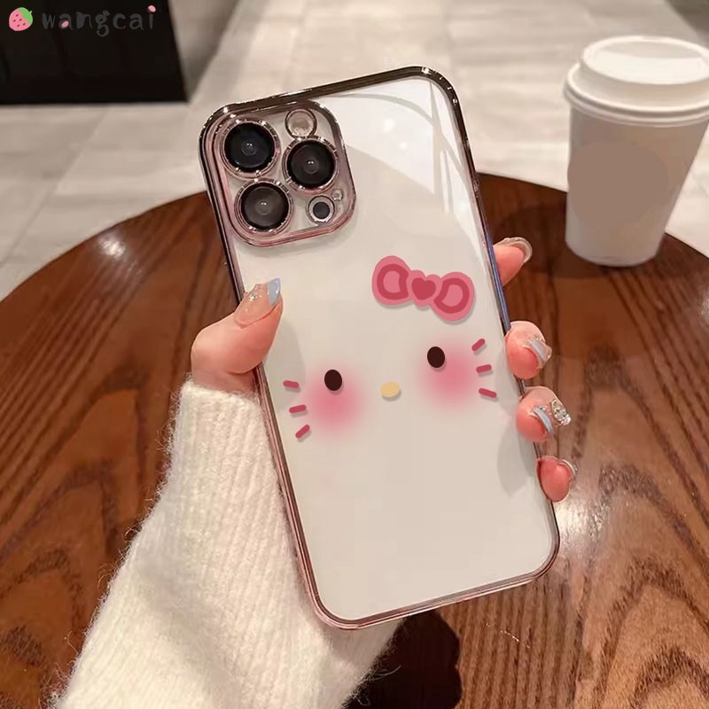 สําหรับ OPPO Reno 7 5 Pro 4 SE Lite 7Z 6 6Z 5K 5Z 4Z 3 2Z 2F 2 Z 4G 5G เคสโทรศัพท์ชุบ Hello Kitty HelloKitty แมวน่ารักการ์ตูนหรูหราซิลิโคนอ่อนนุ่มโปร่งใสกรณีฝาครอบ