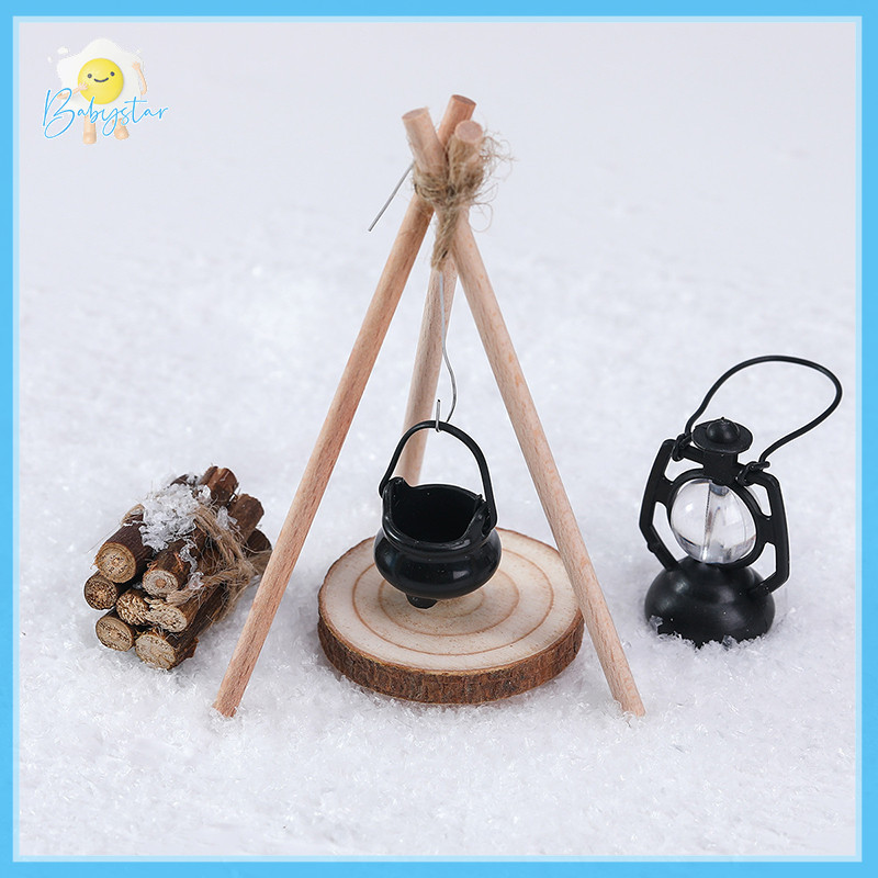 [InthehotT] 1:12 Dollhouse Camping Campfire ฉากตุ๊กตา Miniature Bonfire เครื่องประดับ Micro Garden ภูมิทัศน์อุปกรณ์ตกแต่ง [ใหม่]