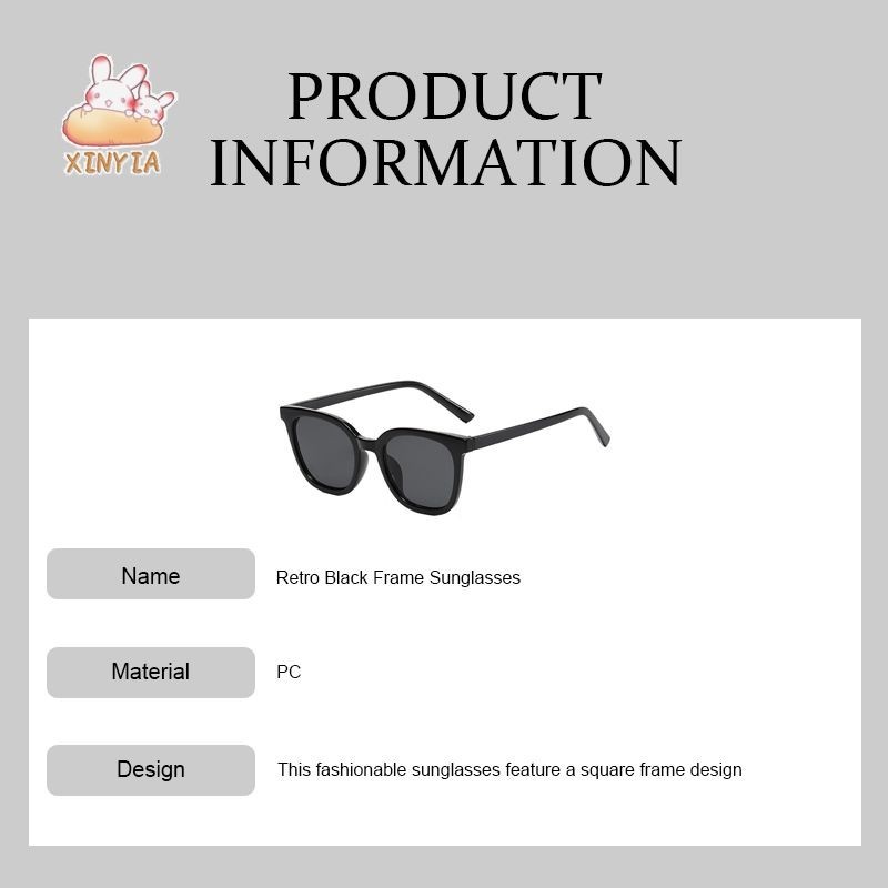 แว่นตากันแดดuv400 กรอบหนา ทรงสี่เหลี่ยม สีดํา สไตล์วินเทจ หรูหรา แฟชั่นเรโทร สําหรับผู้หญิง สําหรับผู้ชาย xinyia,th - รูปที่ 7