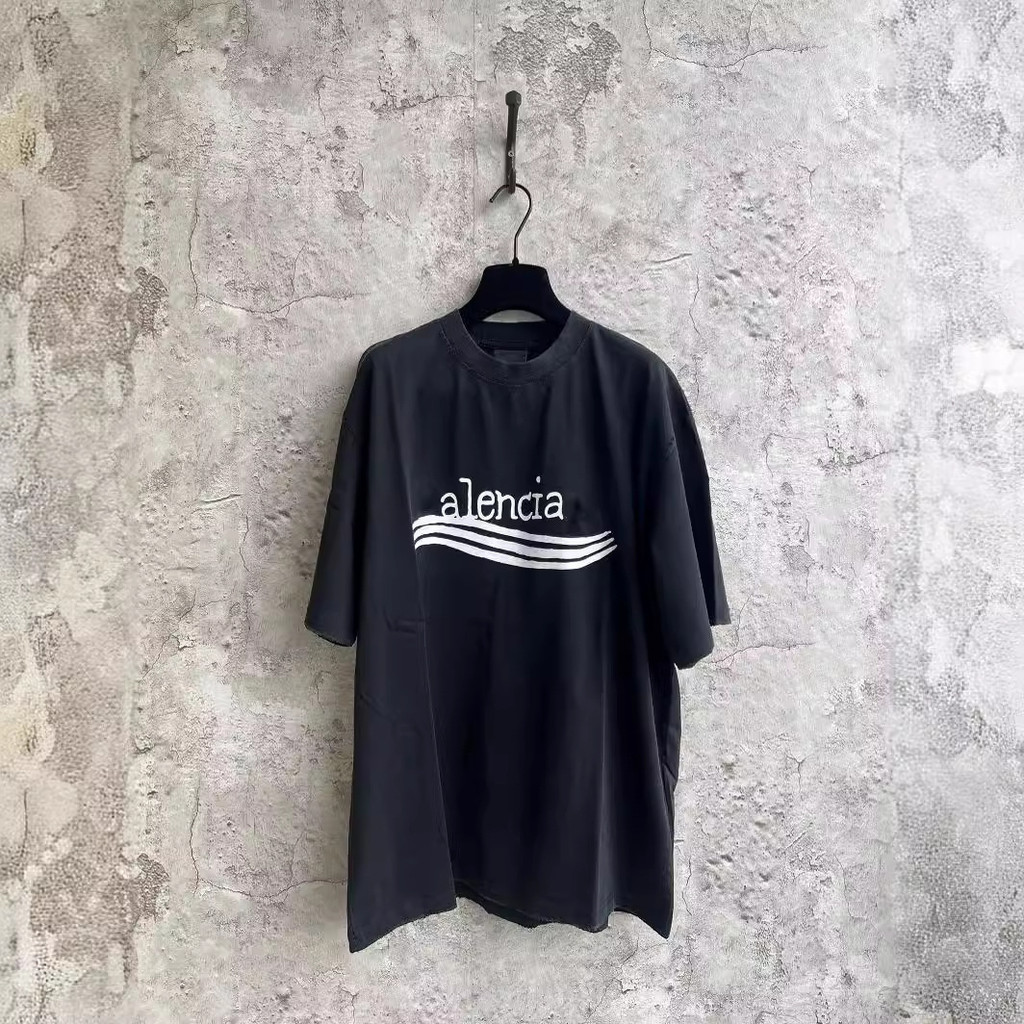 Cola Graffiti Worn Short Sleeve Hand-Worn Craft Small Neckline Men and Women Same StyleTT-shirt
