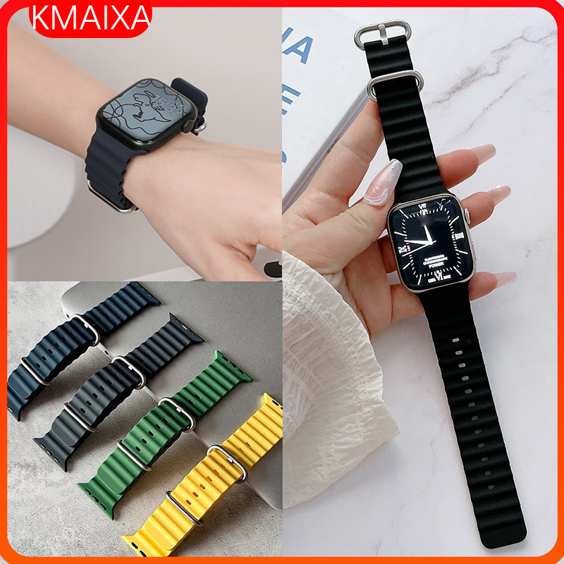 Ocean สายซิลิโคนยางสําหรับ IWatch Apple Watch Series 10 9 8 7 6 5 4 3 1 Ultra/Ultra 2 SE 2 49 มม.44 