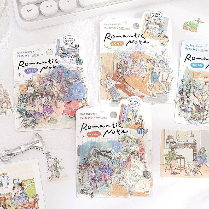 Wei 40 ชิ้น [Romantic Essays Series] Aesthetics Journal สติกเกอร์สติกเกอร์กันน้ํากระดาษ Scrapbooking วัสดุสมุดภาพชุด