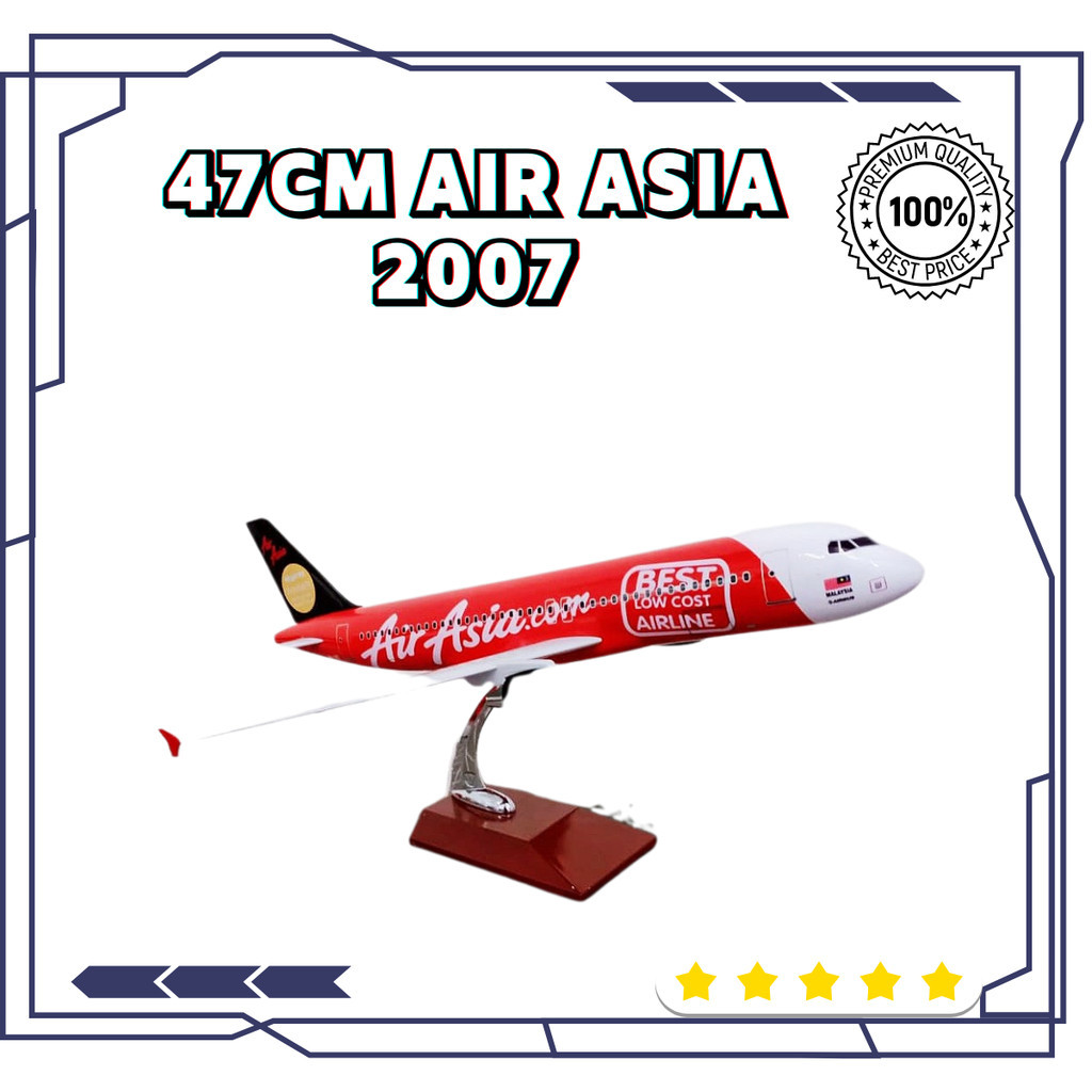 47 ซม.Air Asia ที่ดีที่สุด 2007 Airbus A320-216 เครื่องบินโลหะจําลอง Diecast สะสมจอแสดงผลเครื่องบินข