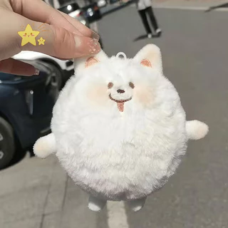 [JBTH] 1PC Samoyed ตุ๊กตาตุ๊กตา Squeak ตุ๊กตาสัตว์พวงกุญแจ Plushies ของเล่นผู้ถือกุญแจกระเป๋าจี้อุปกรณ์เสริมกุญแจรถ [JB]