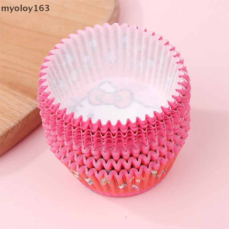Myoloy 100PCS Sanrio Hello Kitty Snow Meinianang ที่วางกระดาษเค้กการ์ตูน Mafen Baking เค้กถ้วยกระดาษทนความร้อนทนน้ํามัน TH