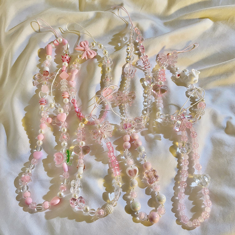 จี้โทรศัพท์มือถือ Bowknot Lanyard ดอกไม ้โทรศัพท ์ มือถือแขวนเชือก อโทรศัพท ์Chain Lanyard หรูหราคริสตัลจี ้อมือลูกปัดน