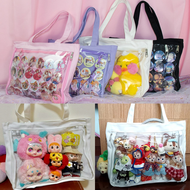 กระเป๋าสะพายไหล่ กระเป๋าถือ PVC น่ารัก โปร่งใส ​ขนาดใหญ่ สามารถใส่ตุ๊กตาได้ เหมาะสำหรับผู้หญิง